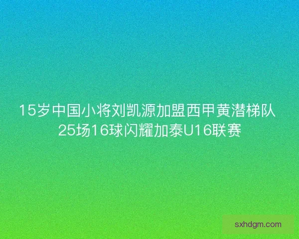 15岁中国小将刘凯源加盟西甲黄潜梯队 25场16球闪耀加泰U16联赛 15岁中国小将刘凯源加盟西甲黄潜梯队 25场16球闪耀加泰U16联赛