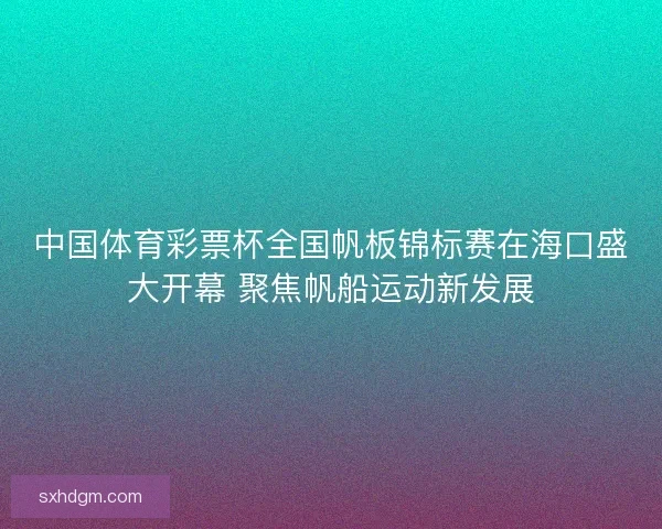 中国体育彩票杯全国帆板锦标赛在海口盛大开幕 聚焦帆船运动新发展