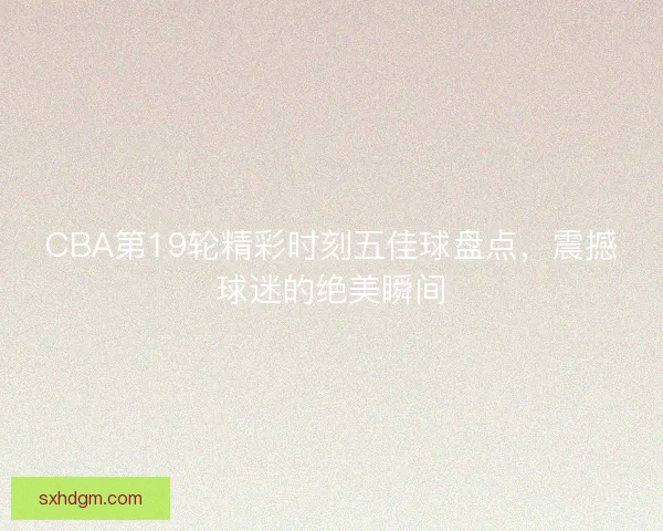 CBA第19轮精彩时刻五佳球盘点，震撼球迷的绝美瞬间